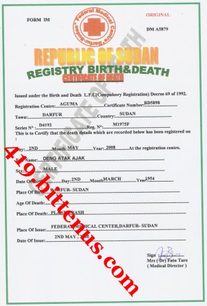 Death certificate of my father